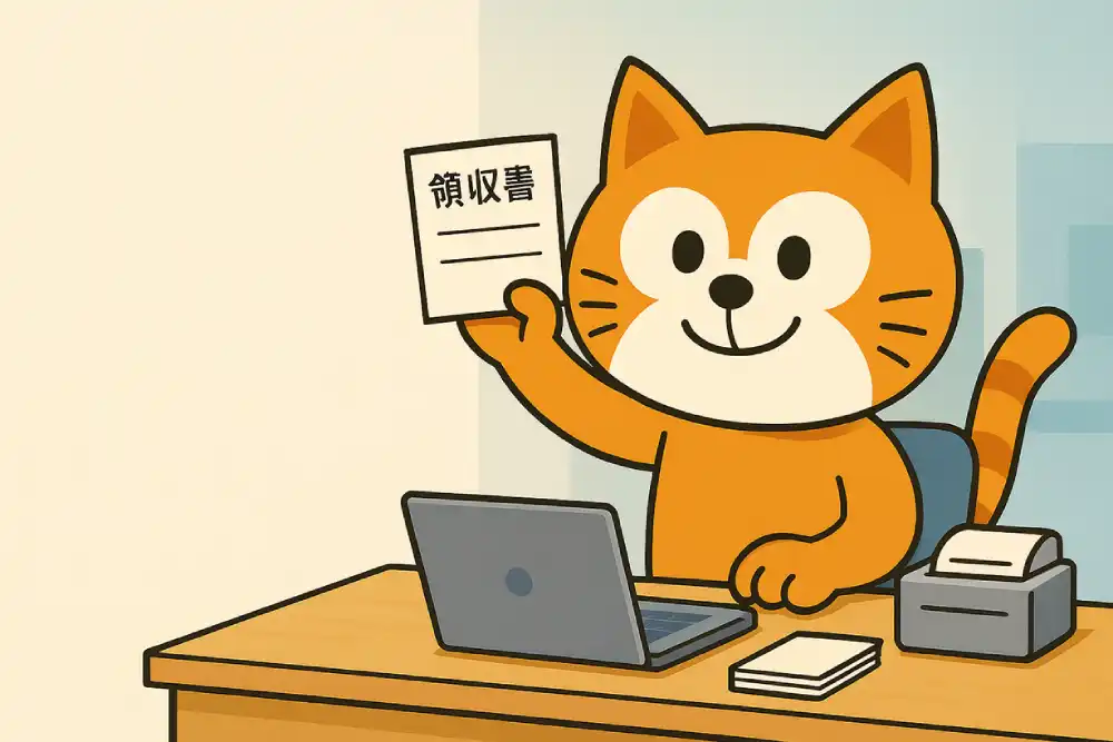 領収書を持っている猫