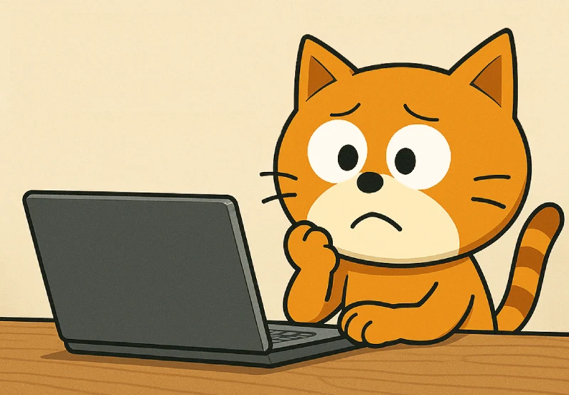 悩んでいる猫