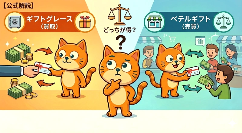 【公式解説】ギフトグレースとベテルギフトの違いは？「買取」と「売買」、あなたが得するのはどっち？